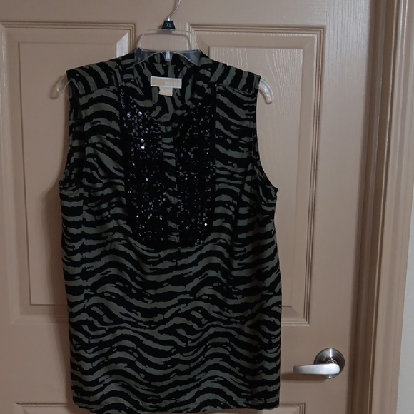MICHAEL Michael Kors Tops - Zebra Print Sleeveless Top with Sequins